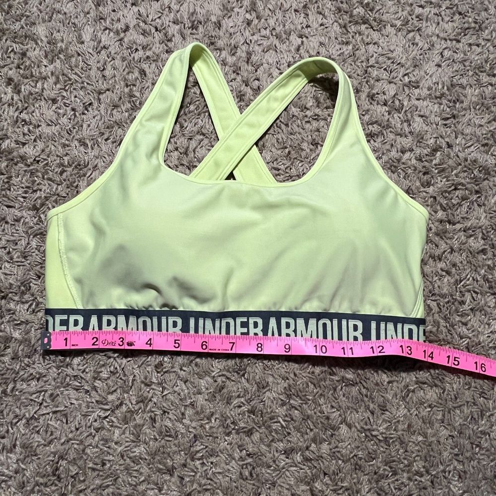 Under Armour Womens Size XL Mid Support Crossback Sports Bra Padding Neon Green - Picture 7 of 7